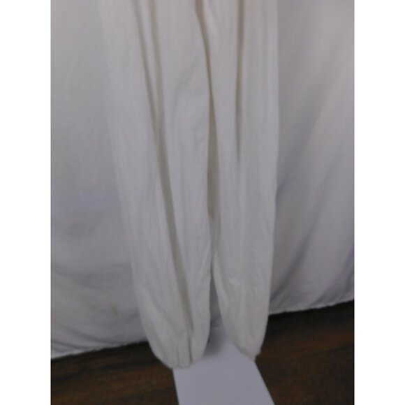 Blanco Pants Womens Medium White Boho Harem Smocked Waist Elastic Cuffs Cotton - Picture 7 of 11